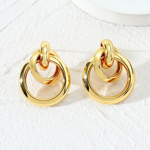 Orecchini da donna in ottone placcato oro, orecchini a doppio strato con avvolgimento_voghion.com
