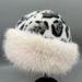 Leopard Print Warm Plush For Women 2024 Autumn Winter Vintage Thickened Cold-Proof Face-Slimming Ear Protection_voghion.com