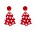 Orecchini a bottone in acrilico con albero di Natale e pupazzo di neve, stile cartone animato, per feste di Capodanno europee e americane_voghion.com