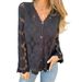 Elegante Spitzenbluse mit V-Ausschnitt – Fließendes Langarm-Top mit Flatterärmeln und Knopfdetail (Weiß/Schwarz/Haut, S-XXL)_voghion.com