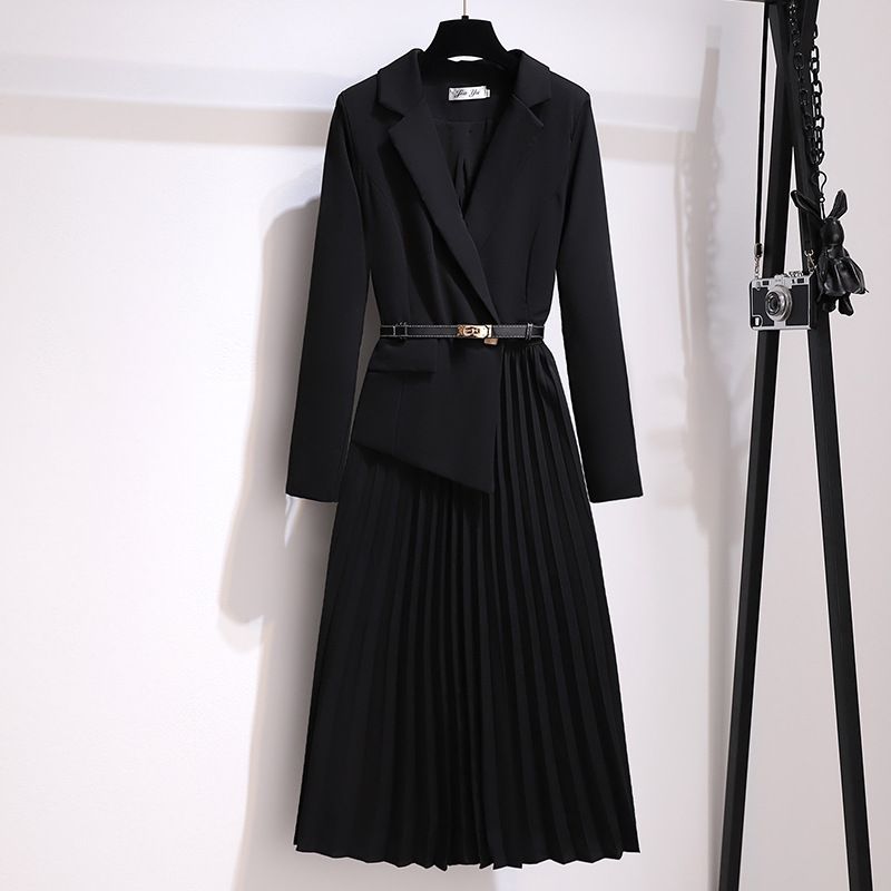 Women's clothing fat girl age reducing casual slim suit dress suspenders short skirt with belt_voghion.com