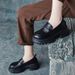 Mocassini da donna in vera pelle con zeppa spessa, punta rotonda, stile britannico, autunno 2024, scarpe singole da donna_voghion.com