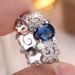 Oval Stone Blue Crystal White Zircon Rings For Women Vintage Silver Color Engagement Bands Wedding Jewelry Bridal Versatile Gift_voghion.com