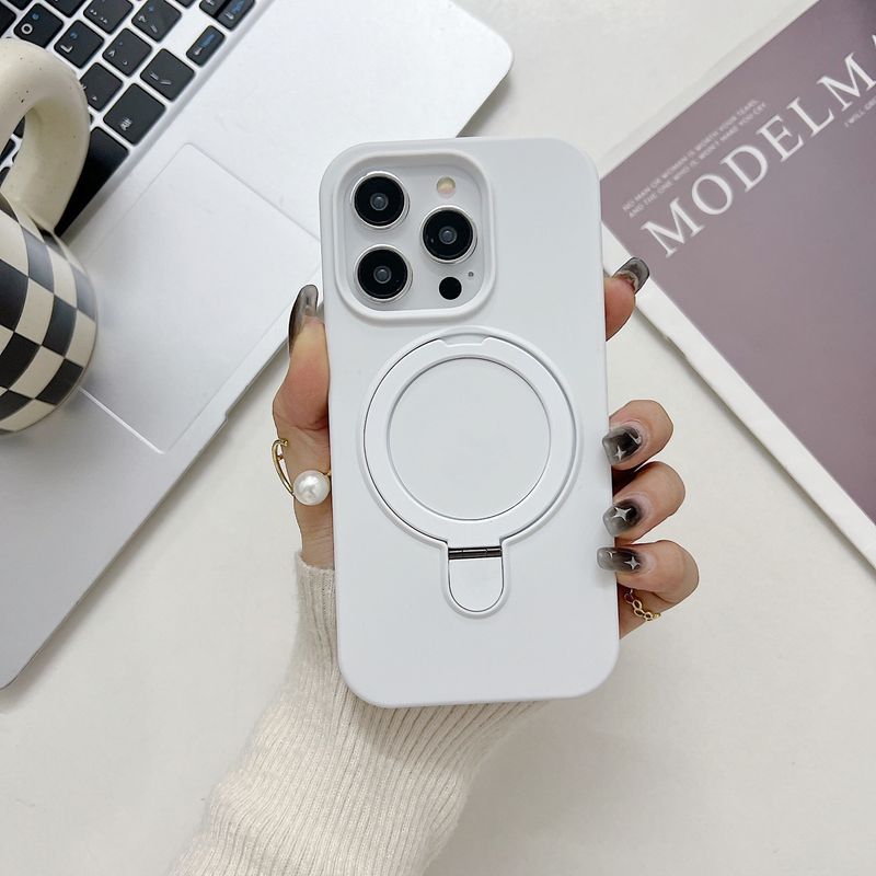 Compatibel met iPhone 17 16 Pro Max Vloeibare siliconen standaard Draadloos opladen Magnetische zuignap Draaibare hoes 14_voghion.com
