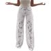 High Waist Wide Leg Pants For Women 2025 Summer Fashion Lace Trim Denim Flowy Trousers_voghion.com