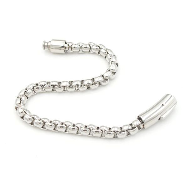 Hip Hop Trend Unisex Titanium Steel Personalit Bracelet 6mm Square Pearl Minimalist Stle Versatile Snap Button_voghion.com