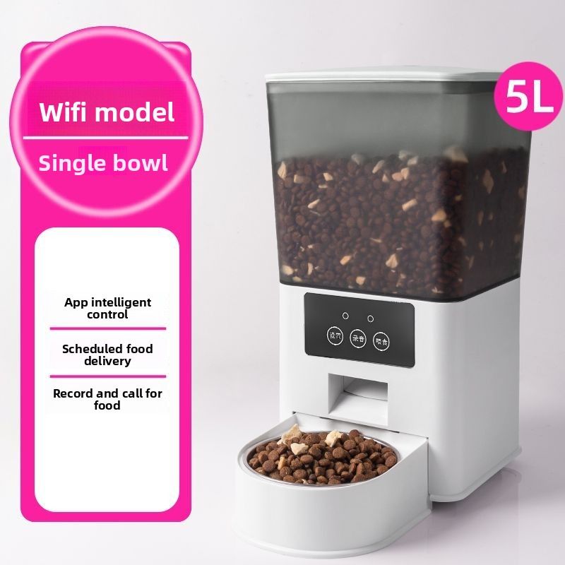 W pełni automatyczny dozownik karmy dla psów i kotów z łącznością Wi-Fi, z funkcją czasowego i ilościowego podawania oraz funkcją zdalnego sterowania_voghion.com