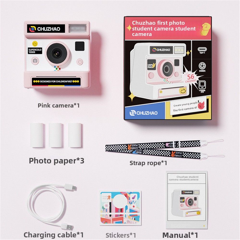 S6 Children's Instant Camera Can Take Photos And Print Thermal Paper Directly, Student Gift_voghion.com