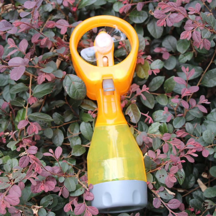New Handheld Hand Press Water Spray Portable Battery Plastic Small Fan_voghion.com