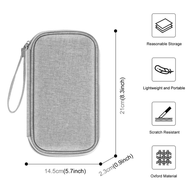 (21 X 14.5 X 2.3cm) Power Bank Bag Electronics Travel Pouch USB Gadgets Cables Wires Organizer Hard Disk Protection Storage Bag_voghion.com