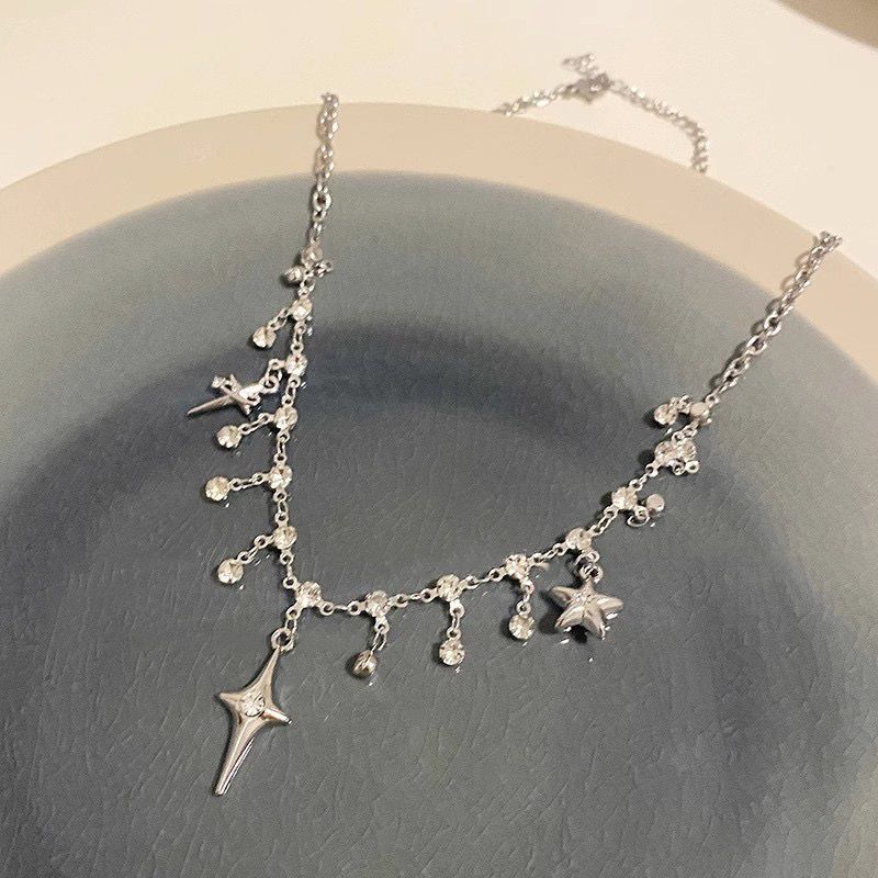 sel Necklace BG Super Sparkling Zircon High End, Niche Design, Personalized Collarbone Chain_voghion.com