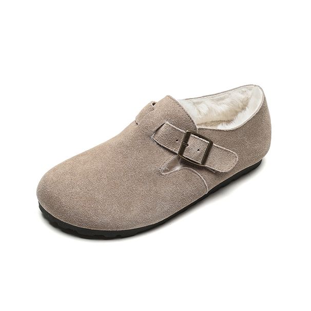 Slip-On Original Winter Plüsch Warme Dicke Sohle Einzelne Echtes Leder Pelz Schuhe Frauen Große Größe_voghion.com