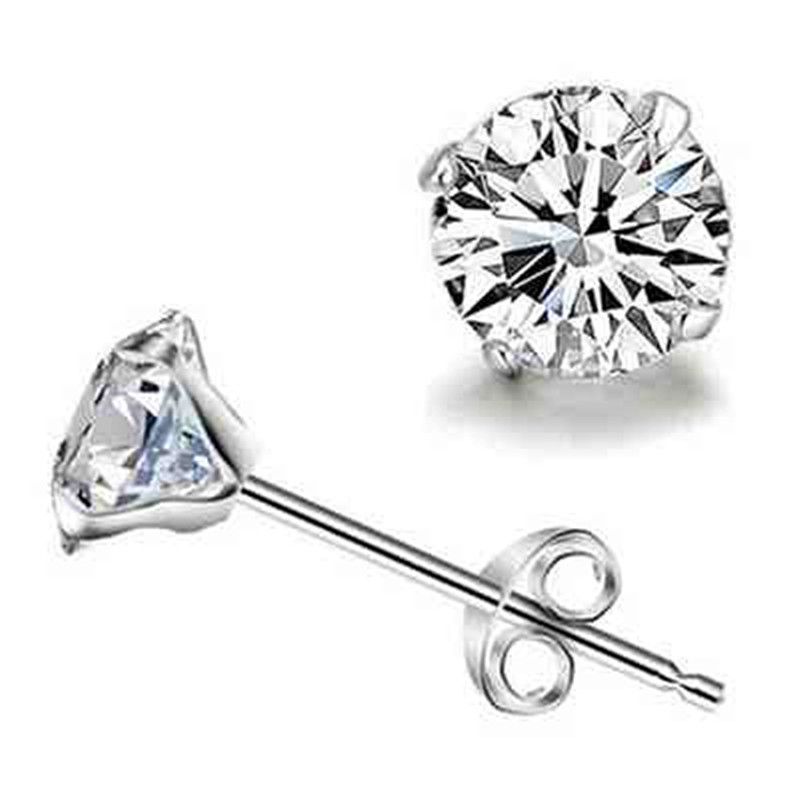 Orecchini in argento sterling S925 – Orecchini a bottone in zircone placcato oro a 4 griffe, accenti di diamanti INS, mini gioielli di tendenza_voghion.com