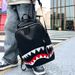 2025 New Men's Graffiti Printing Fashion Shark Mouth Casual Fashion Backpack Daily Commuting Shoulder Bag_voghion.com