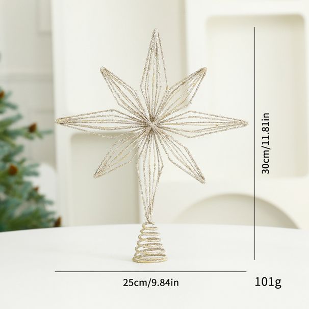 Elegante puntale per albero a forma di stella metallica – Design frantumato, multi-punta e geometrico per decorazioni natalizie e festive (25-30 cm, oro champagne/argento)_voghion.com