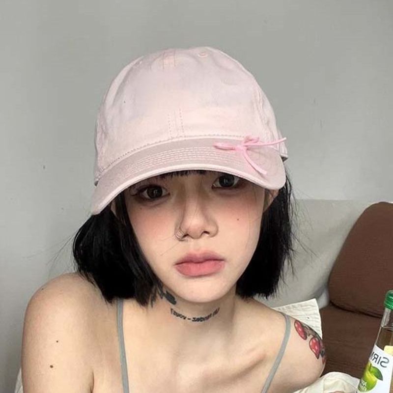 Peaked Cap Girl Bow Baseball Cap Face Small Mint Green Hat_voghion.com