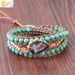 Bracelet Leather Rope Braided Natural Turquoise Beads Bracelet Irregular Stripes Crystal Cave Agate Piece Women's Long_voghion.com