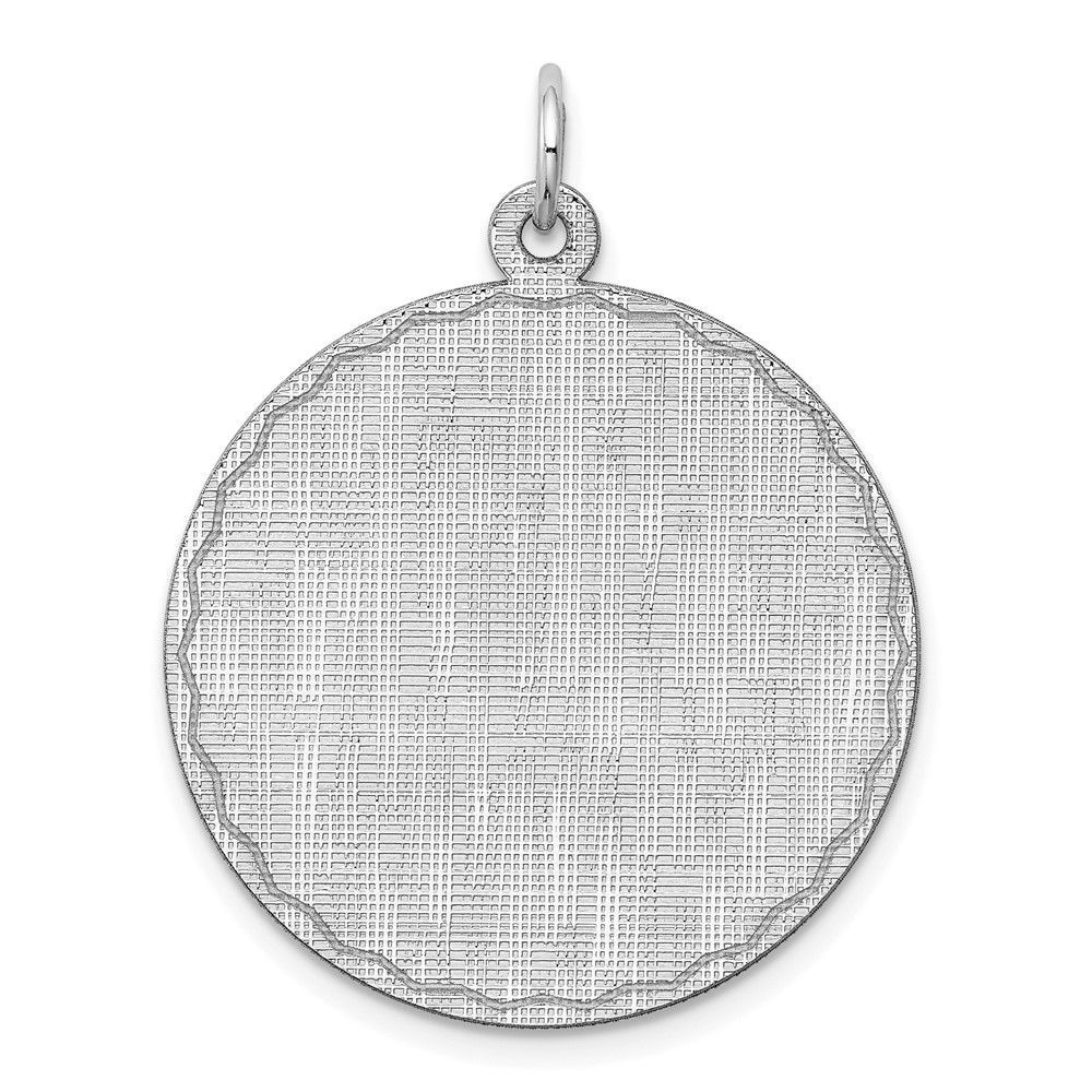 SS Rh-plt Engraveable Round Patterned Polished Front/Satin Back Disc_voghion.com