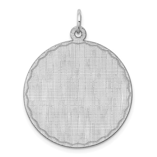 SS Rh-plt Engraveable Round Patterned Polished Front/Satin Back Disc_voghion.com