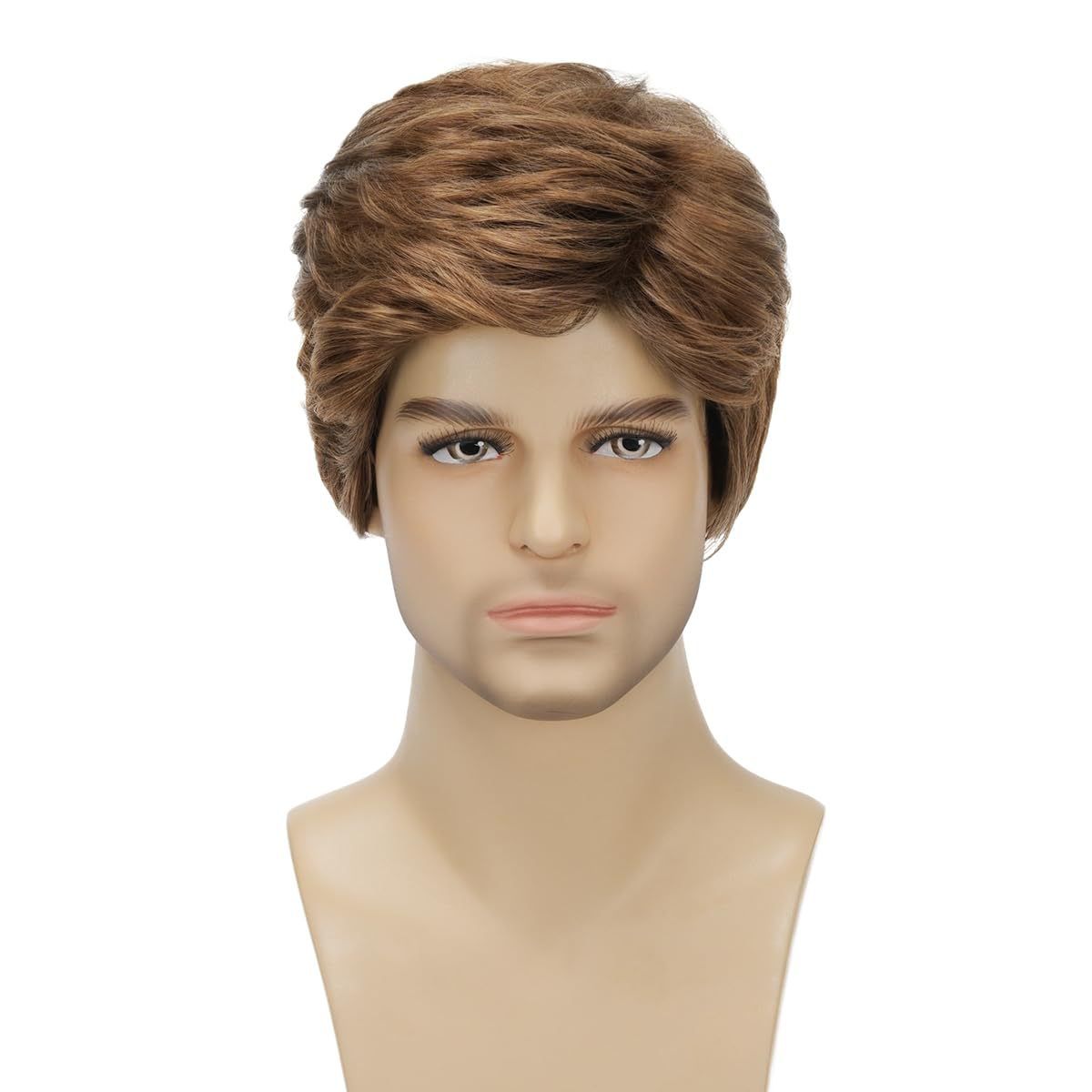 Synthetische Clip-in Neue Herrenperücken Modische silbergraue Kurzhaarperücke_voghion.com