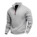 Men's Fleece-Lined Quarter-Zip Pullover Sweatshirt – Warm & Stylish Casual Winter Wear (S-XXXL, Solid Colors)_voghion.com
