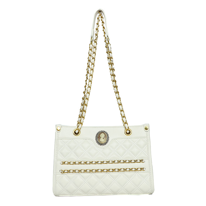 2023 Primavera ed estate stile francese semplice borsa di grande capacità borsa a tracolla a catena rombo da donna fascia alta borsa a tracolla alla moda di nicchia_voghion.com