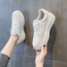 Plateau-Sneaker aus echtem Leder für Damen – niedrige, lässige Slipper mit dicker Sohle, runder Zehenpartie und Schnürdesign_voghion.com