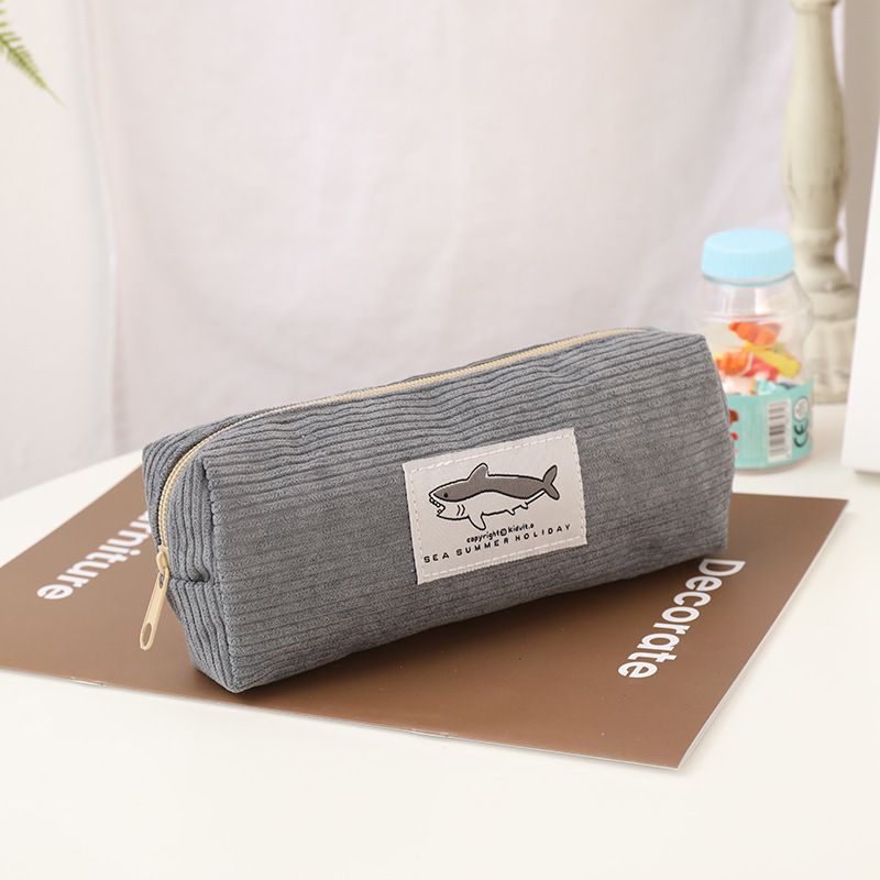 Little Red Riding Book Same Shark Embroidered Pencil Bag for Primary and Secondary School Students Cute Great Shark Quartet High Color Value Stationer_voghion.com