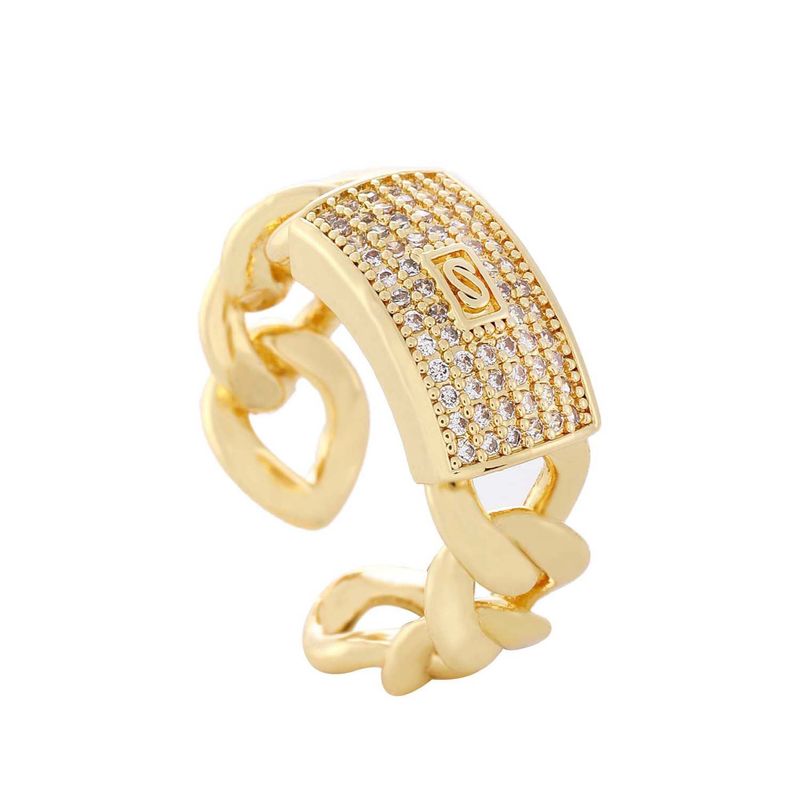 Zircone geometrico alla moda personalizzato di alta qualità con catena cubana di diamanti e design ad anello aperto_voghion.com