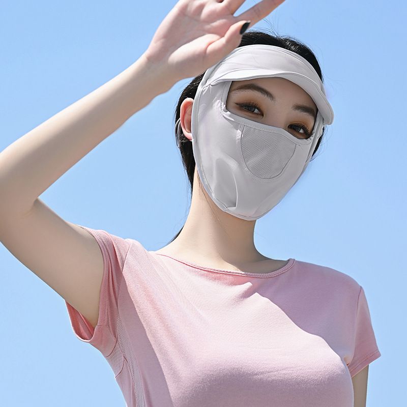 Bescherming voor vrouwen, IJszijden sluier met rand, Dunne zonnehoed, Ademende hoes, Volgelaatsmasker voor de zomer_voghion.com