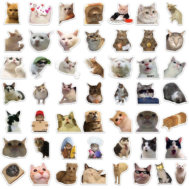 ToysMall 50 pezzi adesivi cartoni animati modello gattino carino decorazione in PVC adesivi gatti album per ritagli bottiglia d'acqua valigia articoli di cancelleria_voghion.com