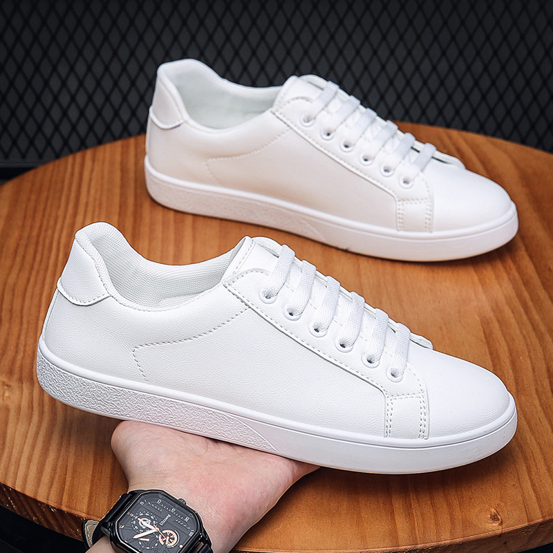 Four Seasons Sneakers Weißes Leder Einfache Mode Lässige Herren Atmungsaktive Schuhe_voghion.com