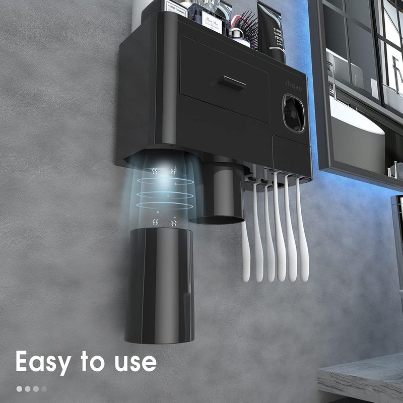 choiceness IHave Bathroom Toothbrush Holder - 2 Cups, Wall Mounted, Toothpaste Dispenser, Cosmetic Tray EU_voghion.com