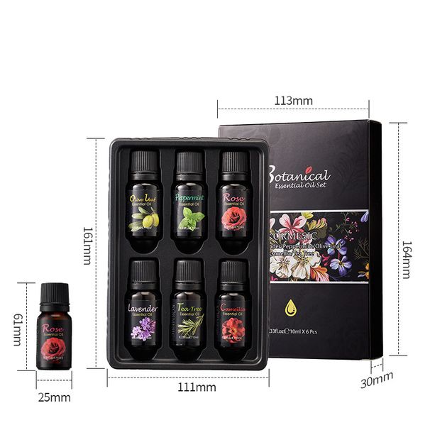 Set di oli essenziali vegetali KORMESIC 10 ml + 10 ml + 10 ml + 10 ml + 10 ml + 10 ml_voghion.com