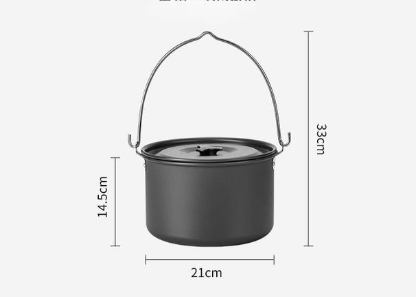 Outdoor Hanging Camping Large BBQ Soup Portable Cookware Set For Road Trips Picnic Non-Stick Pot_voghion.com