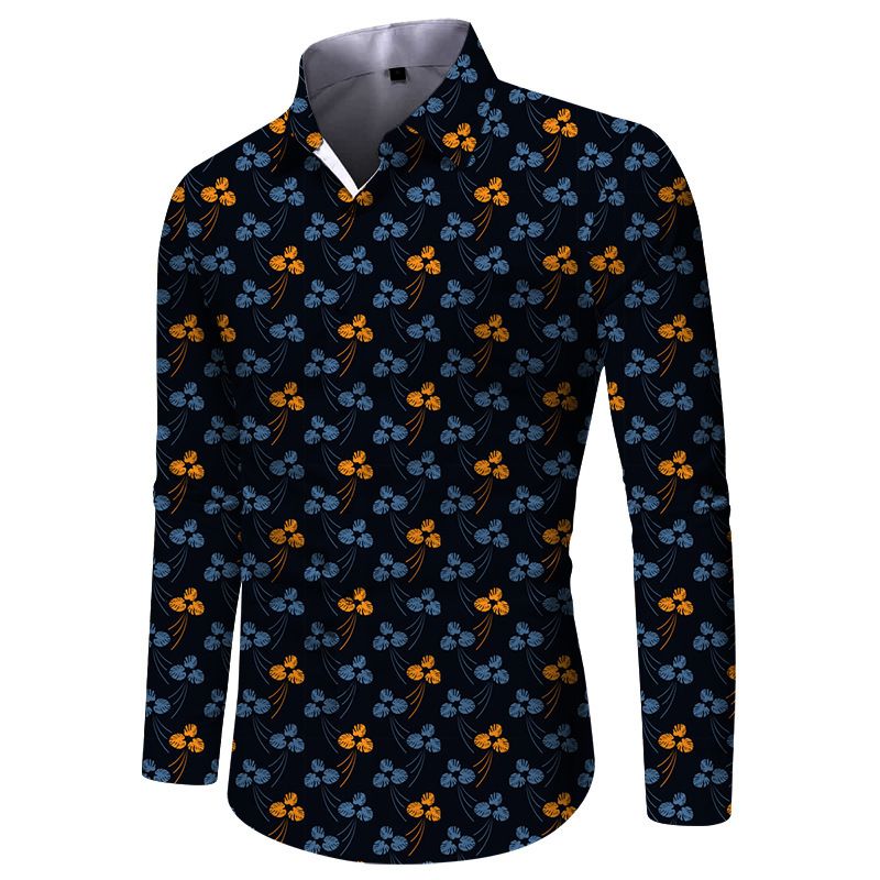Nouveaux produits pour les chemises florales décontractées à manches longues pour hommes au printemps et en automne_voghion.com