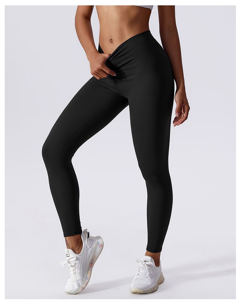New Women's Yoga V-Waist Butt-Lifting Peach High-Waist Fitness Naked Feel Sports Pants For Outdoor Wear_voghion.com