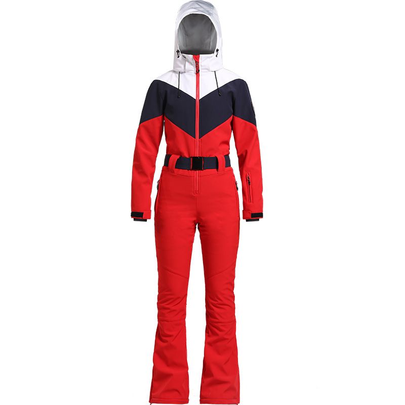 New one-piece women's pair board slimming waist windproof waterproof warm hooded ski suit_voghion.com