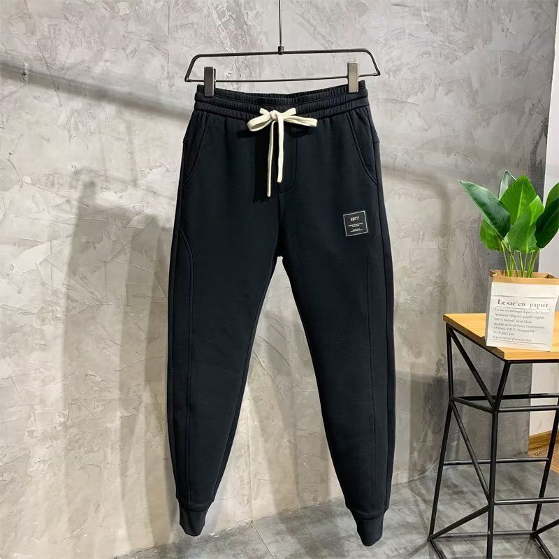 Pantalon de survêtement côtelé tricoté pour homme, automne et hiver, nouveau pantalon décontracté à la mode noir slim pour homme_voghion.com