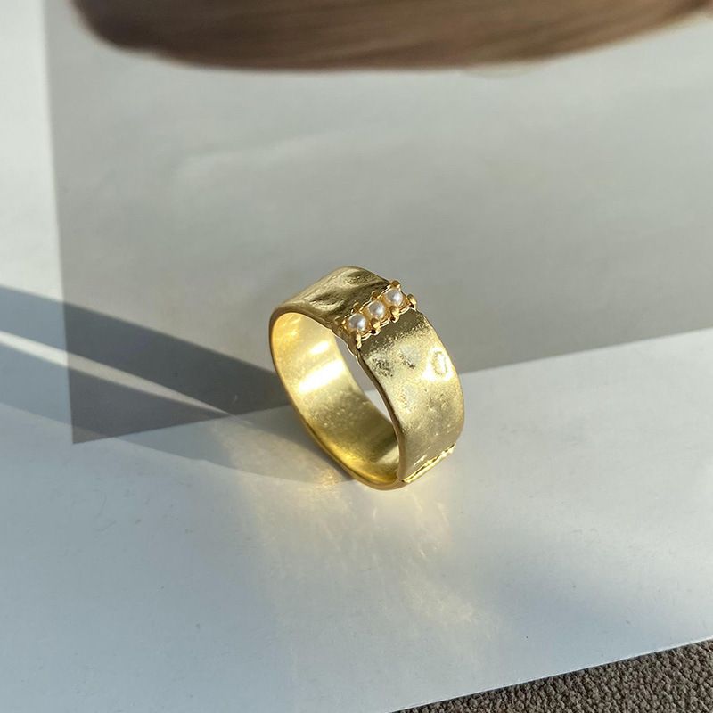 Neuer dreifach offener Ring im chinesischen Stil für Damen mit Nischendesign, hochwertigem Gefühl einer kühlen Brise und einem Perlenring_voghion.com