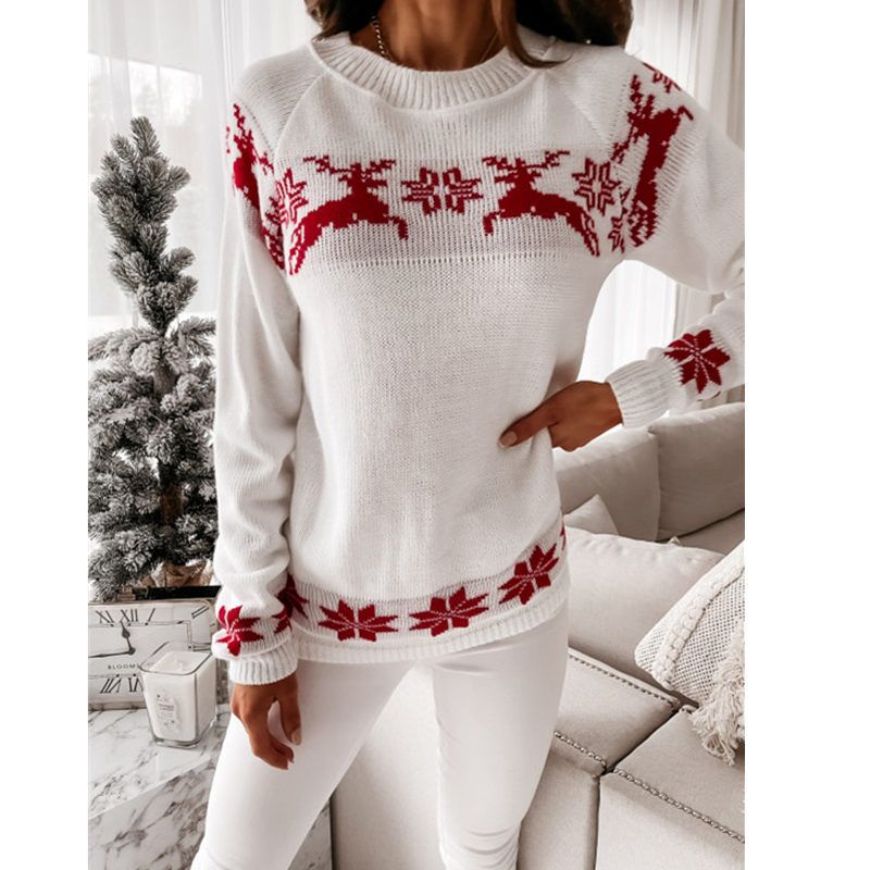 Top da donna a maniche lunghe in maglia jacquard da donna_voghion.com