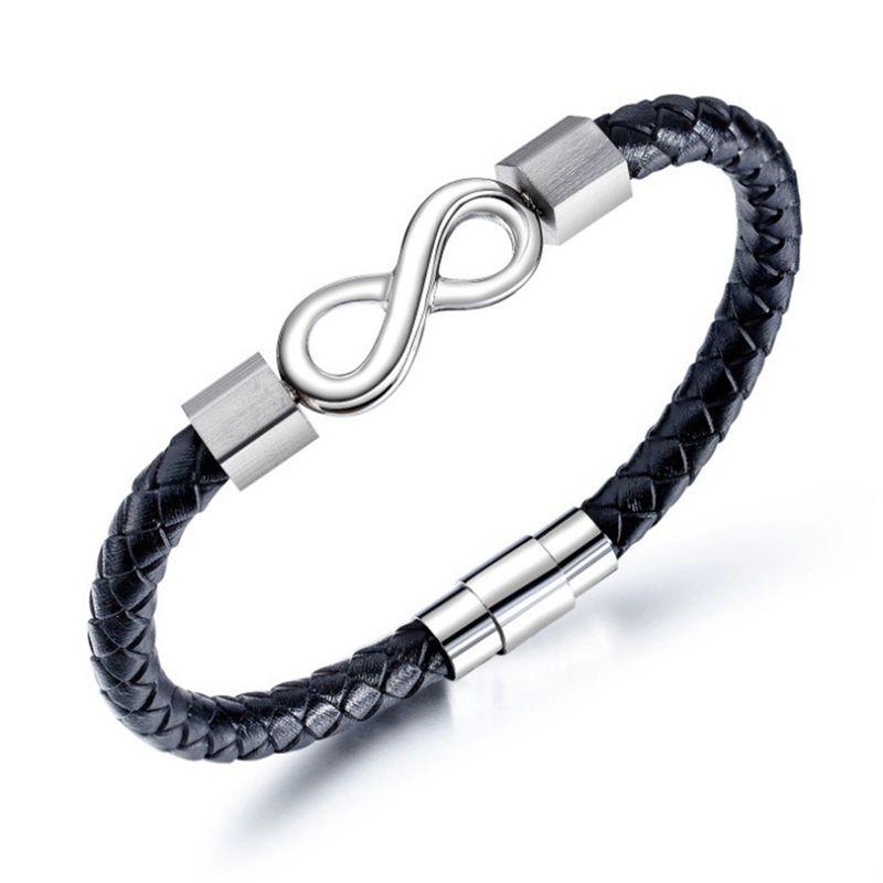 fashion new eight character bracelet men's wholesale simple and exquisite high end leather accessories jewelry trend_voghion.com