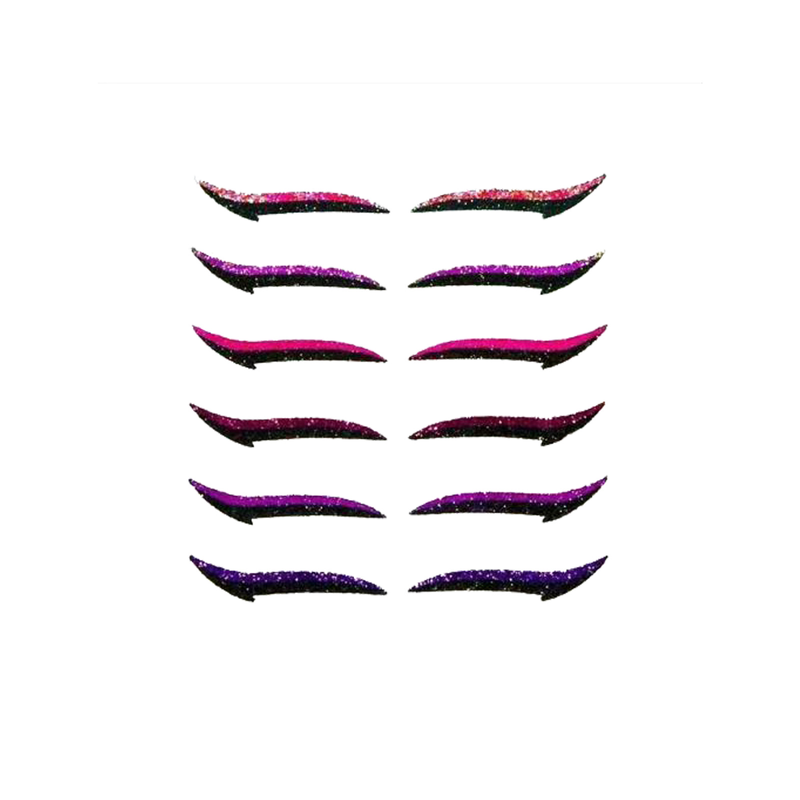 Autocollants pour paupières, 6 lignes, imperméables, réutilisables, scintillants, Eyeliner, maquillage, fard à paupières, yeux de chat, pièces/ensemble_voghion.com