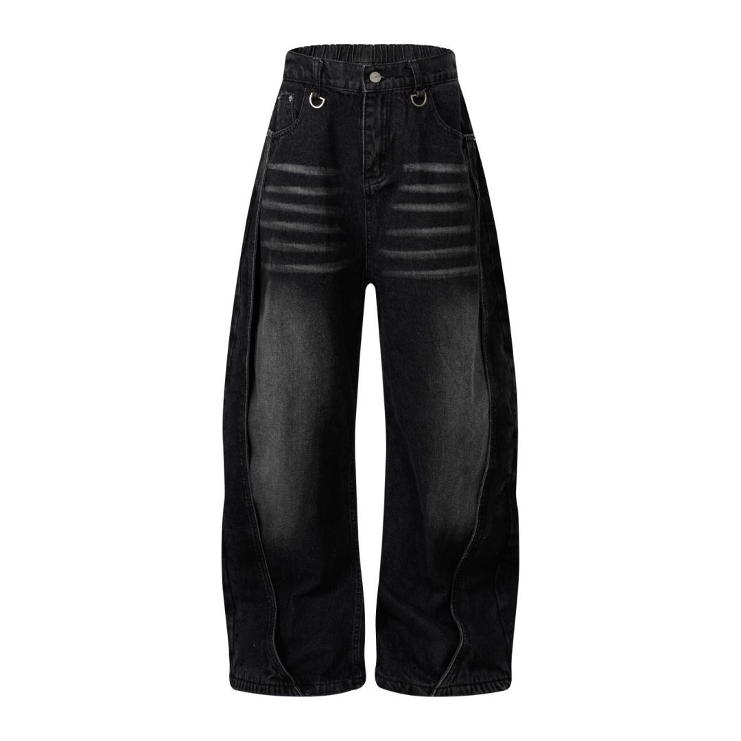 Herrenbekleidung Washed Distressed Patchwork Jeans Herren Niche High Street Scimitar Pants Loose Trousers_voghion.com