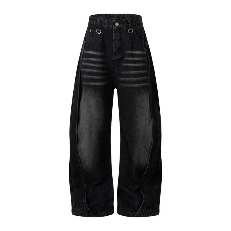 Vêtements pour hommes Jeans patchwork délavés et vieillis Pantalons Scimitar pour hommes Pantalons amples_voghion.com