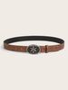 Wind Spicy Girl Daily Brown Texture Button Star Print Pattern Batch Belt For Men And Women_voghion.com