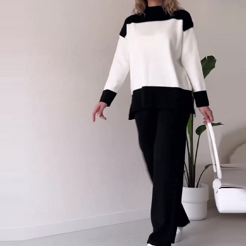 Topuri de culoare de îmbinare la modă pentru femei, cu pantaloni largi și versatili, se potrivesc pentru femei_voghion.com
