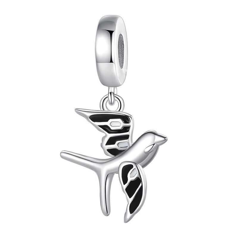 Pingente de prata 925 banhado a cobre branco para mulheres, pingente de borboleta, andorinha, beija-flor, acessórios, joias faça você mesmo, pulseira, colar_voghion.com