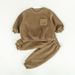 2024 Autumn/Winter New Boy' Solid Color Round Neck Hoodie with Thick Velvet Pant Two Piece Set Available in Four_voghion.com