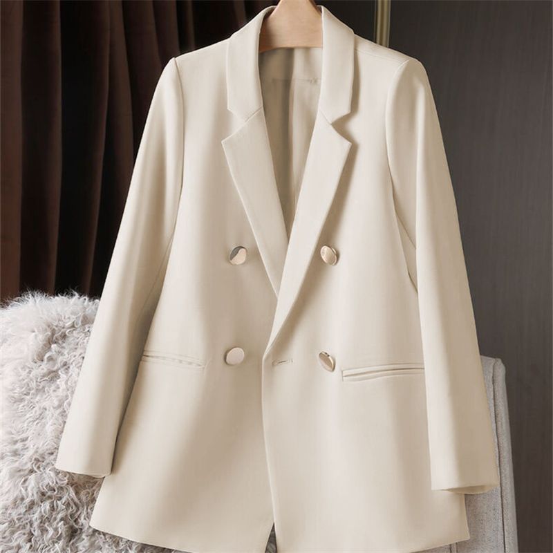 Veste de costume blanche ample à la mode pour femme_voghion.com